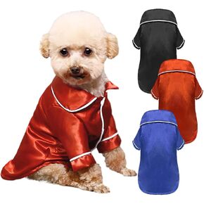 Dog Pajamas 3 Pack Puppy Shirts Cats Two-Legged Sleepwear Soft Pet Loungewear Clothes Outfits for Indoor Birthday Party Black+Royal Blue+Red, M