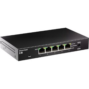 5-Port 2.5Gb Ethernet Switch,25Gbps High-Speed Unmanaged Switch,5 x 2.5GBASE-T Ports,Fanless Metal Design, Wall Mountable,Plug - Play
