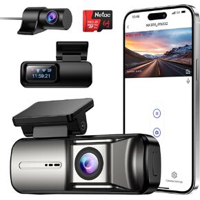 Dash Cam Front and Rear, 2K/720P HD Dash Camera for Cars, Free 64GB Card, 5G Wi-Fi APP Control, Car Camera with Night Vision, G-Sensor,160°Wide Angle, WDR, 24H Parking Mode