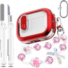 for AirPods 4th Generation Case Cover, Transparent Design with Automatic Pop-Up Lid, Includes Cleaning Tool, Durable and Shockproof for AirPods 4 Case 2024, Pink