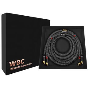 WORLDS BEST CABLES 6 Foot Ultimate - 7 AWG - Ultra-Pure OFC - Premium Audiophile HiFi Single Speaker Cable for Center Channel with Eminence Spade Plugs & Carbon Tweed Jacket
