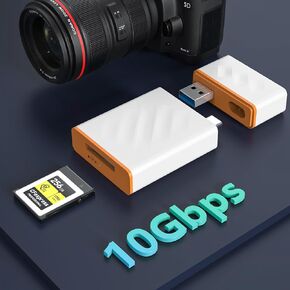 CFexpress Type B Memory Card Reader, 10Gbps USB 3.2 Gen 2 Type B CF Express Adapter Memory Card Reader with USB C/USB A Port, Portable CF Express Reader Compatible with Windows/Mac/Linux/Android