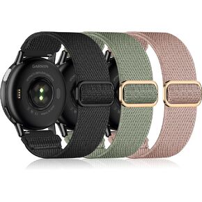 أربطة مطاطية رياضية من النايلون مقاس 20 مم متوافقة مع Garmin Venu/Sq/Sq 2/Forerunner 165/55/245 Music، Vivoactive 5/3، Venu 2 Plus، Vivomove HR/Sport، 3 قطع بديلة لأحزمة المعصم للرجال والنساء in Kuwait