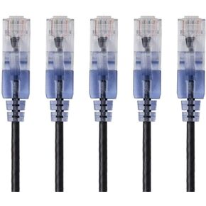 Monoprice Cat6A Ethernet Patch Cable - Snagless RJ45, 550Mhz, 10G, UTP, Pure Bare Copper Wire, 30AWG, 5-Pack, 5 Feet, Black - SlimRun Series