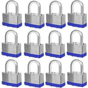 Keyed Alike Heavy Duty Steel Laminated Padlock,40mm Keyed Padlock with 7/8" Shackle and 1-9/16" Wide Body Lock Key Pack of 6, Padlock with key for Storage Unit, Gym Locker Garages