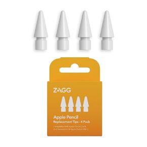 ZAGG Replacement Tips for Apple Pencil 1st Gen, 2nd Gen, & USB-C - Pack of 4, Smooth Writing, Perfect Friction, White
