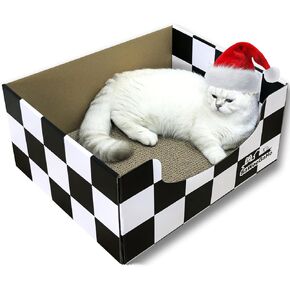Cat Cardboard Scratcher with Extra-Large Box Bigger Space Double-Sided Scratching Refillable Pad Scratch Board Easy to Clean Scratched Lounger for Indoor Cats Weaving Patterns