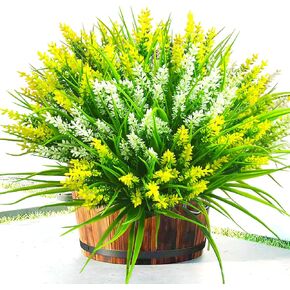 Artificial Plants Outdoor,18 Pcs Fake Flowers UV Resistant Outdoor Fake Plants, Artificial Fall Flowers Plastic Faux Mums Flowers Shrubs Greenery Plants for Home Garden Patio Porch Window Box Decor