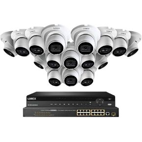 Lorex Technology Lorex NC4K8F 3216WD 32 Channel 8TB 4K Nocturnal NVR System with Sixteen 4K Smart IP Dome Cameras wReal Time 30FPS and Listen in Audio 16 Ch PoE Switch Color Night Vision 16 Dome in Kuwait