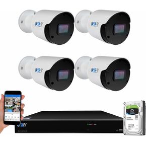 GW Security 4K Smart AI Security Camera System, 8 Channel 12MP PoE NVR, 4 x UHD 4K 8MP IP Outdoor Indoor Microphone Bullet Cameras, Face Recognition/Human/Vehicle Detection, 2TB Hard Drive
