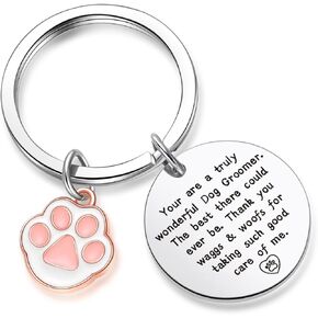 ZNOSVEI Dog Groomer Thank You Keychain Dog Groomer Birthday Keychain For Women Vet Keychain