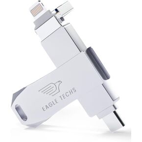 Flash Drive Compatible with iPhone, Android, Laptops & Tablets (USB Types A, Micro B, C & Lighting) (128 GB)