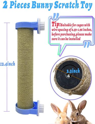 Rabbit Scratching Toy for Cage Rabbits Scratch Posts, Natural Sisal Bunny Nail Claw Scratcher for Scratching and Climbing, Space-Saving (Yellow) in Saudi Arabia