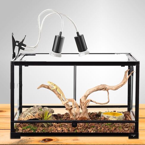 مصباح خلفي مزدوج الرأس للأشعة فوق البنفسجية فئة B/UVA للزواحف مع مؤقت دورة ذكي، مصباح حراري للزواحف للسلاحف والسحالي والتنين الملتحي والثعابين والضفادع، إلخ، بطول 5.9 أقدام مع مصابيح حرارية 25 وات/50 وات in Kuwait