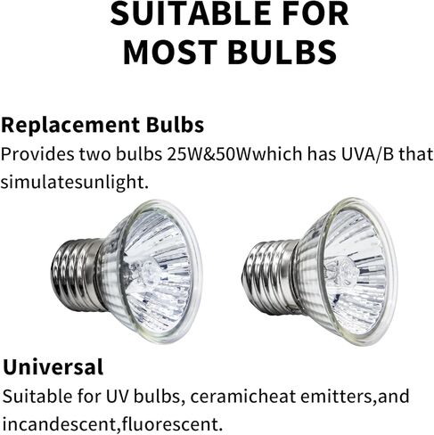 مصباح خلفي مزدوج الرأس للأشعة فوق البنفسجية فئة B/UVA للزواحف مع مؤقت دورة ذكي، مصباح حراري للزواحف للسلاحف والسحالي والتنين الملتحي والثعابين والضفادع، إلخ، بطول 5.9 أقدام مع مصابيح حرارية 25 وات/50 وات in Kuwait