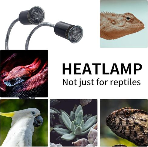 مصباح خلفي مزدوج الرأس للأشعة فوق البنفسجية فئة B/UVA للزواحف مع مؤقت دورة ذكي، مصباح حراري للزواحف للسلاحف والسحالي والتنين الملتحي والثعابين والضفادع، إلخ، بطول 5.9 أقدام مع مصابيح حرارية 25 وات/50 وات in Kuwait