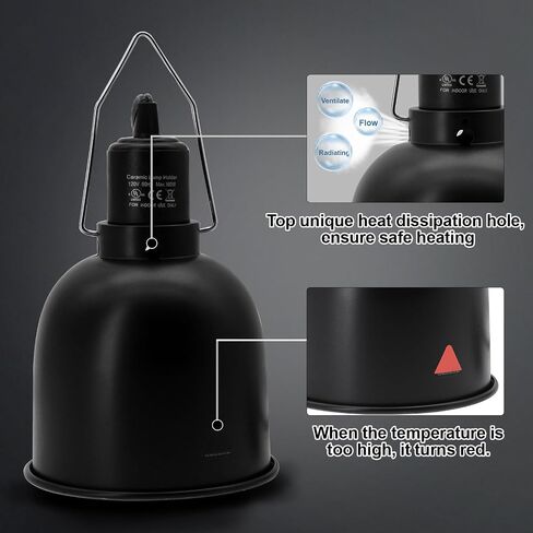 2 Packs Reptile Light Fixture, 5.5 Inch Deep Dome Lampshade, Reptile Heat Lamp Fixture with Separate Switches Fit for UVB Bulb Basking Heat Bulb for Reptile Glass Terrarium in Saudi Arabia