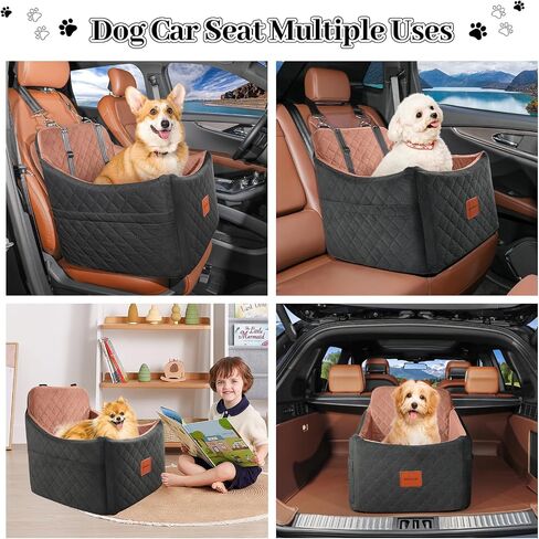 Dog Booster Car Seat for Dogs Up to 35lbs, Safety Pet Seat with Seatbelt Channel, Ultra Soft Fabric with Memory Foam, Washable and Detachable (Black/Grey, Medium) in Saudi Arabia