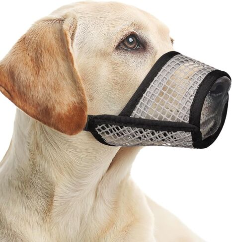 كمامة للكلاب من مايرزون، كمامات شبكية ناعمة للكلاب المتوسطة الكبيرة من لابرادور جولدن ريتريفر دوبيرمان، واقي فم الكلب قابل للتنفس لعض المضغ، يسمح بالشرب (تقليم أسود، XXL) in Kuwait