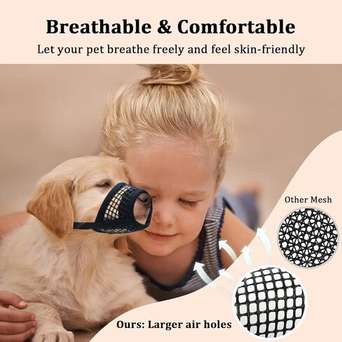 كمامة للكلاب من مايرزون، كمامات شبكية ناعمة للكلاب المتوسطة الكبيرة من لابرادور جولدن ريتريفر دوبيرمان، واقي فم الكلب قابل للتنفس لعض المضغ، يسمح بالشرب (تقليم أسود، XXL) in Kuwait