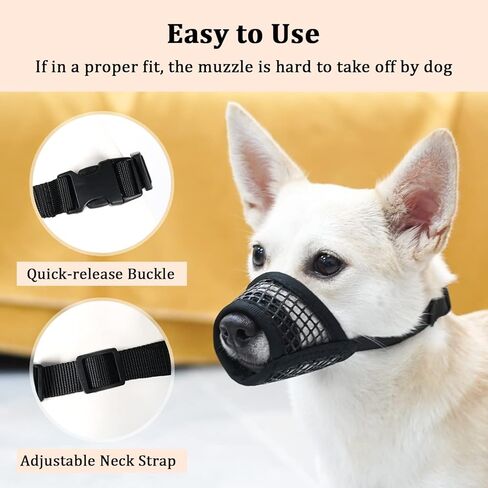 كمامة للكلاب من مايرزون، كمامات شبكية ناعمة للكلاب المتوسطة الكبيرة من لابرادور جولدن ريتريفر دوبيرمان، واقي فم الكلب قابل للتنفس لعض المضغ، يسمح بالشرب (تقليم أسود، XXL) in Kuwait