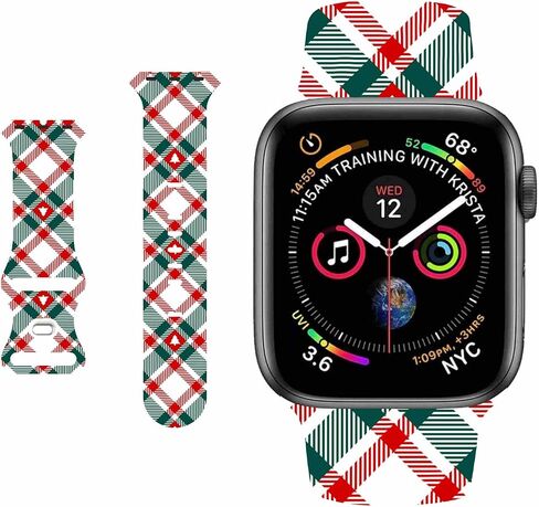 أحزمة نمط عيد الميلاد قابلة للتنفس متوافقة مع ساعة Apple 38 مم 40 مم 41 مم 42 مم 44 مم 45 مم 46 مم 49 مم M/L للفتيات والنساء، حزام معصم من السيليكون الناعم الملون لـ iWatch Ultra SE & Series 10/9/8/7/6/5/4/3/ 2/1 in Saudi Arabia