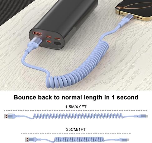 [معتمد من Apple MFi] كابل شحن سريع للسيارة iPhone 16 15، قابل للسحب بطول 5 أقدام 60 وات USB A إلى USB C سلك شحن وشاشة مزامنة البيانات متوافق مع iPhone 16 Pro/Pro Max/Plus/15 iPad Air to Car in Kuwait