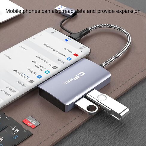 CFast 2.0 Card Reader, 5 in 2 SD/TF Memory Card Reader, 5Gbps PD/USB 3.2 Gen 1 Adapter with USB to USB C/USB A Cable Compatible with Windows/Mac/Linux/Android (5 in 2) in Saudi Arabia