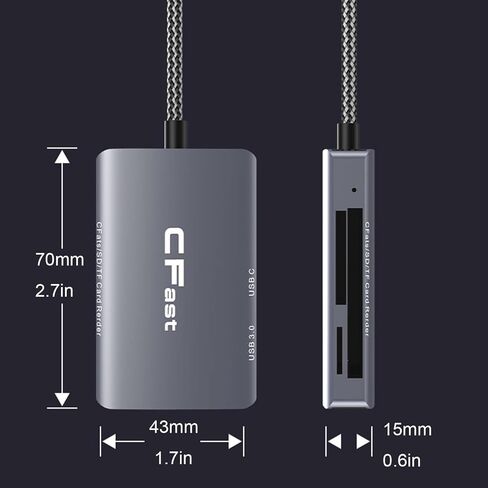 CFast 2.0 Card Reader, 5 in 2 SD/TF Memory Card Reader, 5Gbps PD/USB 3.2 Gen 1 Adapter with USB to USB C/USB A Cable Compatible with Windows/Mac/Linux/Android (5 in 2) in Saudi Arabia