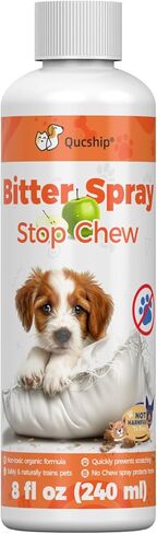 qucship 8 أوقية تدريب طبيعي يساعد على عدم مضغ الرذاذ للكلاب، الكلاب لا تمضغ أو لعق، رذاذ التفاح المر الفاخر للكلاب، آمن للحيوانات الأليفة والمنزل in Kuwait