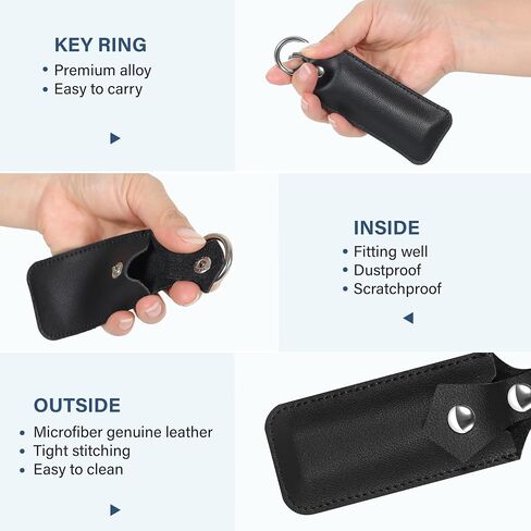 حافظة محرك فلاش USB من الجلد الطبيعي مكونة من قطعتين، غطاء واقٍ لمحرك فلاش مضاد للضياع مع حلقة مفاتيح، حقيبة حمل تخزين محمولة لمحرك فلاش USB/بطاقة الوصول/قارئ البطاقات/مسجل الصوت in Kuwait