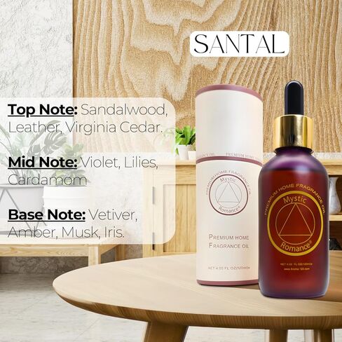 زيت عطري منزلي فاخر من ميستيك رومانس سانتال - لموزعات الزيوت العطرية ومصابيح زيت الموقد (50 مل، زجاج) in Kuwait