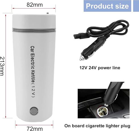 Portable Travel Electric Kettle,350ml Car Kettle Boiler,304 Stainless Steel Car Heating Cup 12V/96W 15 Mins Quick Boiling,Ideal for Him/Her and Baby in Saudi Arabia