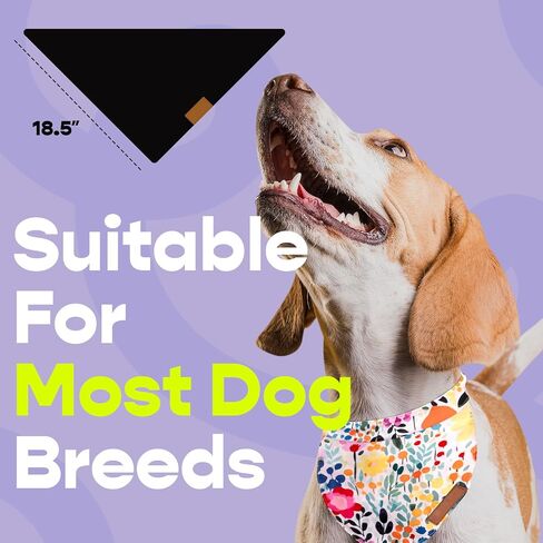 Nausikaa Dog Bandanas 4 Pack, Triangle Large Girl Dog Bandana, Durable Polyester Fabric Dog Scarf, Unique Design - Ink Flower C in Saudi Arabia