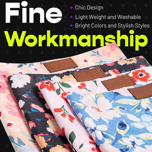 Nausikaa Dog Bandanas 4 Pack، مثلث كبير كلب باندانا، وشاح كلب من نسيج البوليستر المتين، تصميم فريد - زهرة الحبر C in Saudi Arabia