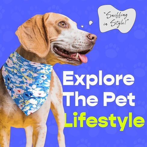 Nausikaa Dog Bandanas 4 Pack، مثلث كبير كلب باندانا، وشاح كلب من نسيج البوليستر المتين، تصميم فريد - زهرة الحبر C in Saudi Arabia
