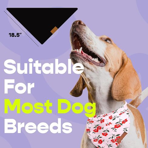 Nausikaa Dog Bandanas 4 Pack، مثلث كبير كلب باندانا، وشاح كلب من نسيج البوليستر المتين، تصميم فريد - زهرة الحبر C in Saudi Arabia
