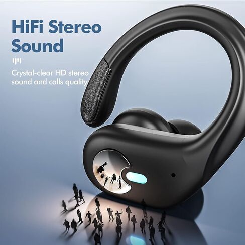 Wireless Earbuds, Bluetooth Headphones 5.3 HiFi Stereo Ear Buds, 80H Bluetooth Earbuds with Dual LED Display Charging Case, IPX7 Waterproof Earphones for Android iOS Black. in Saudi Arabia