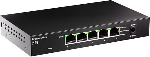 5-Port 2.5Gb Ethernet Switch,25Gbps High-Speed Unmanaged Switch,5 x 2.5GBASE-T Ports,Fanless Metal Design, Wall Mountable,Plug - Play in Saudi Arabia