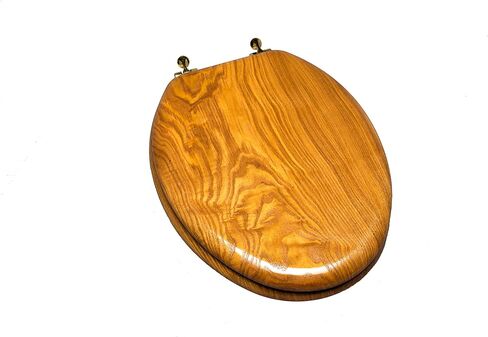 5Q1E4-17CH Natural Wood Toilet Seat with Decorative Finish Wood and Metal Single Post Hinge, Elongated, Light Oak with Chrome in Saudi Arabia