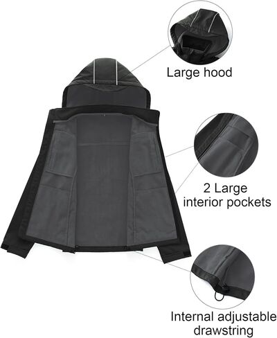 CREATMO US Men's Softshell Military Jacket With Removable Hood, Fleece Lined and Water Repellent Outdoor Reflective Coat in Saudi Arabia