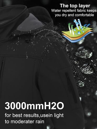 CREATMO US Men's Softshell Military Jacket With Removable Hood, Fleece Lined and Water Repellent Outdoor Reflective Coat in Saudi Arabia
