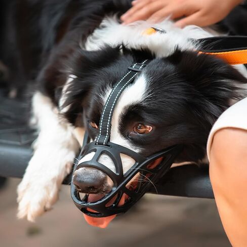 Dog Muzzle, Adjustable Pet Mask with Reflective, Breathable Pet Mask for Large Dogs, Medium Dogs, Small Dogs, Prevents Chewing and Biting,Basket Muzzle for Dogs in Saudi Arabia
