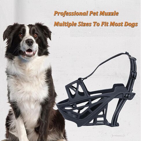 Dog Muzzle, Adjustable Pet Mask with Reflective, Breathable Pet Mask for Large Dogs, Medium Dogs, Small Dogs, Prevents Chewing and Biting,Basket Muzzle for Dogs in Saudi Arabia