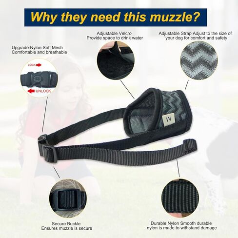 Dog Muzzle, Soft Mesh Muzzle for Small Medium Large Dogs Chihuahua Poodles Beagle Dachshund Corgis Labrador, Puppy Muzzle for Biting Chewing Grooming (Grey, XS-(Snout 5¼"-6")) in Saudi Arabia