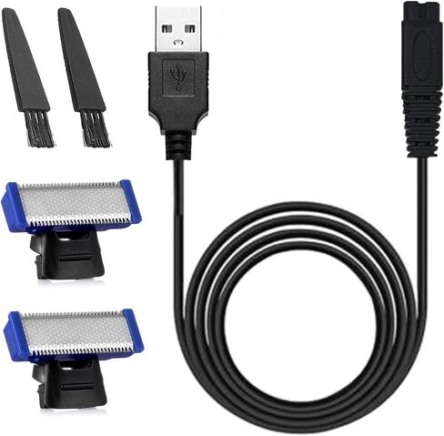 كابل شحن من ماكينة الحلاقة ورؤوس استبدال منفردة متوافقة مع ماكينة الحلاقة Microtouch Solo للرجال (4 شفرات حلاقة وكابل شاحن USB و2 فرشاة نظيفة) in Kuwait