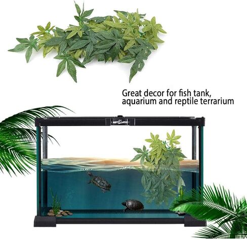 Yosooo Artificial Plants Fake Leaves Plastic Green Grass with Sucker for Aquarium Fish Tank Reptile Terrarium Habitat Box Cage Terrarium Ornaments Outside Home Garden Eco-Friendly Decor(50cm/19.69in) in Saudi Arabia