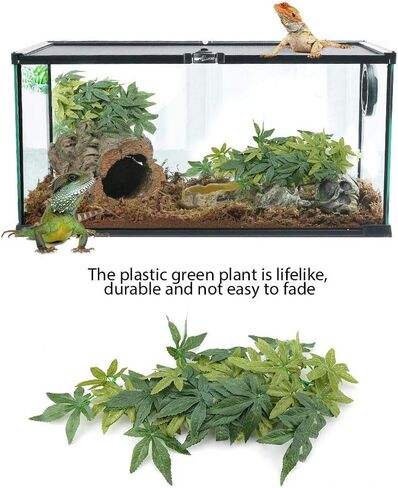 Yosooo Artificial Plants Fake Leaves Plastic Green Grass with Sucker for Aquarium Fish Tank Reptile Terrarium Habitat Box Cage Terrarium Ornaments Outside Home Garden Eco-Friendly Decor(50cm/19.69in) in Saudi Arabia