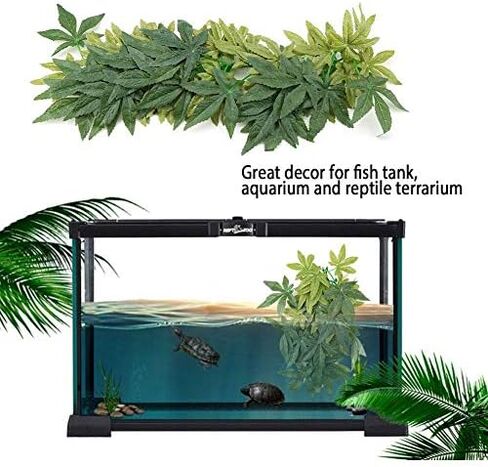 Yosooo Artificial Plants Fake Leaves Plastic Green Grass with Sucker for Aquarium Fish Tank Reptile Terrarium Habitat Box Cage Terrarium Ornaments Outside Home Garden Eco-Friendly Decor(50cm/19.69in) in Saudi Arabia