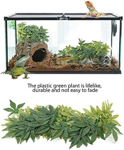 Yosooo Artificial Plants Fake Leaves Plastic Green Grass with Sucker for Aquarium Fish Tank Reptile Terrarium Habitat Box Cage Terrarium Ornaments Outside Home Garden Eco-Friendly Decor(50cm/19.69in) in Saudi Arabia